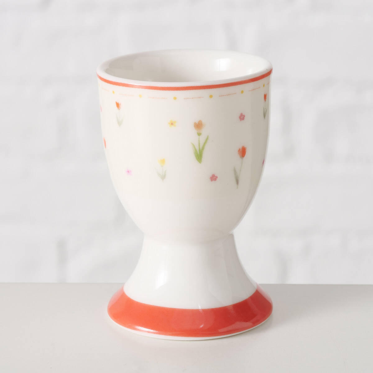 EIERBECHER Blümi Ø 5 cm - Rot/Weiß, Keramik (5/7/5cm) - Boltze Home