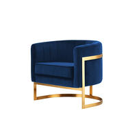 DESIGNSESSEL Glam Elegance – Individuell gefertigter Design-Sessel mit Edelstahlrahmen - Goldfarben/Dunkelblau, Textil/Metall (75/71/68cm) - Fortisline