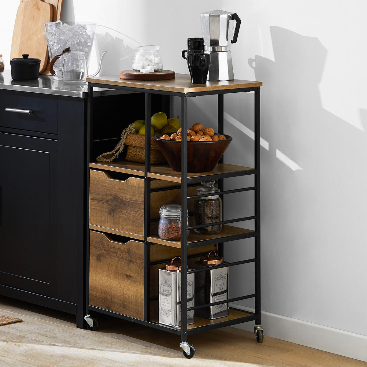 KÜCHENWAGEN Vintagebraun - Braun, Holzwerkstoff (53/89/37cm) - SoBuy