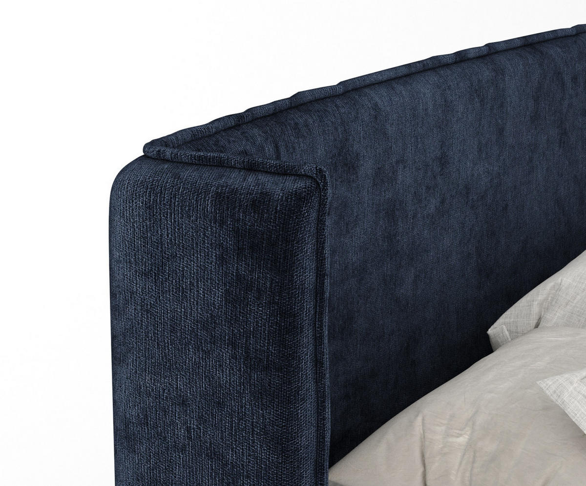 BOXBETT Monpelli Marineblau 200/200 cm mit Matratze und Topper - Schwarz/Dunkelblau, Holz/Holzwerkstoff (200/200cm) - Maison de Reve