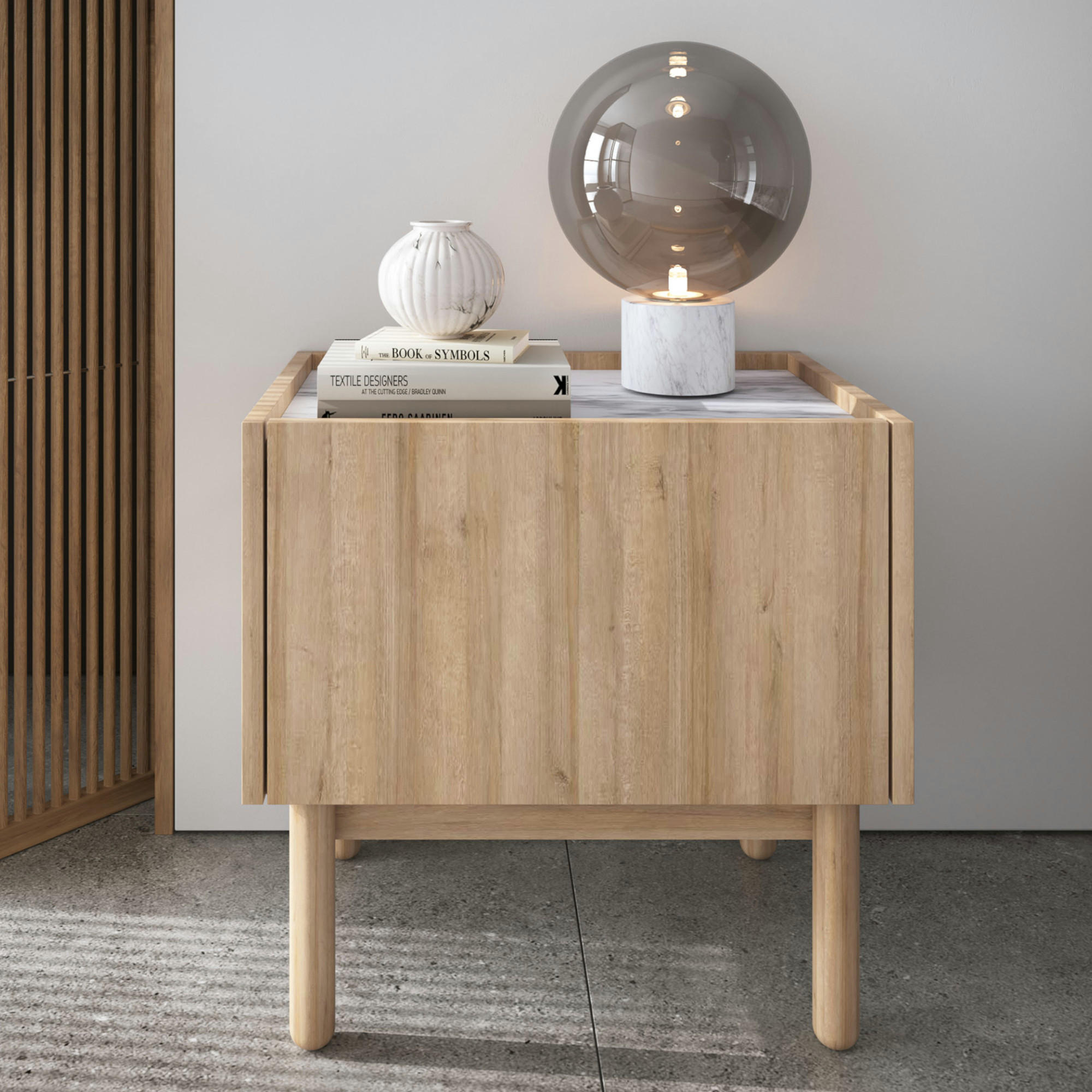 NACHTTISCH REVELSTOKE STO1-1D Holzbeine Eiche - Eichefarben, Holz/Holzwerkstoff (50/48/37cm) - Komodee