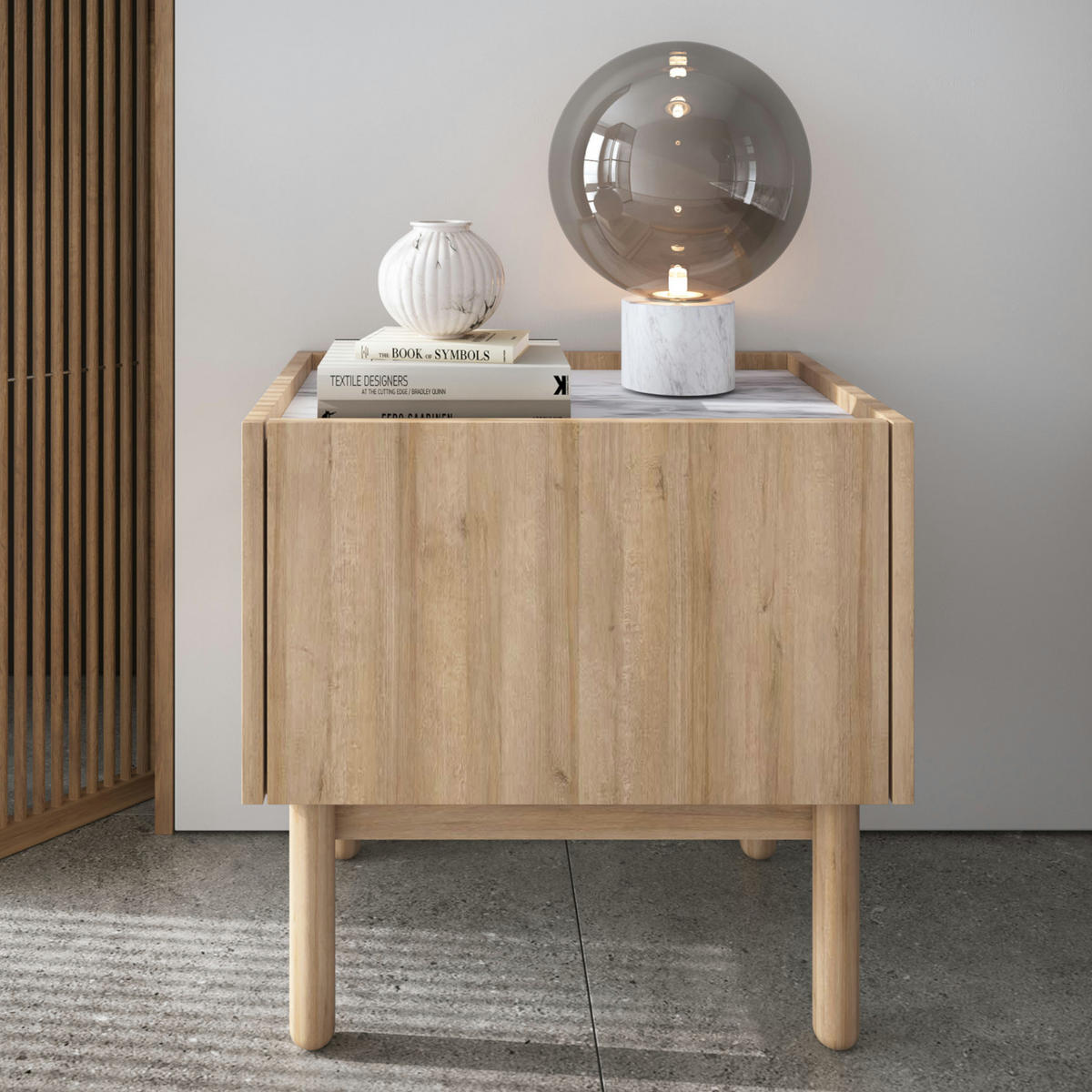 NACHTTISCH REVELSTOKE STO1-1D Holzbeine Eiche - Eichefarben, Holz/Holzwerkstoff (50/48/37cm) - Komodee