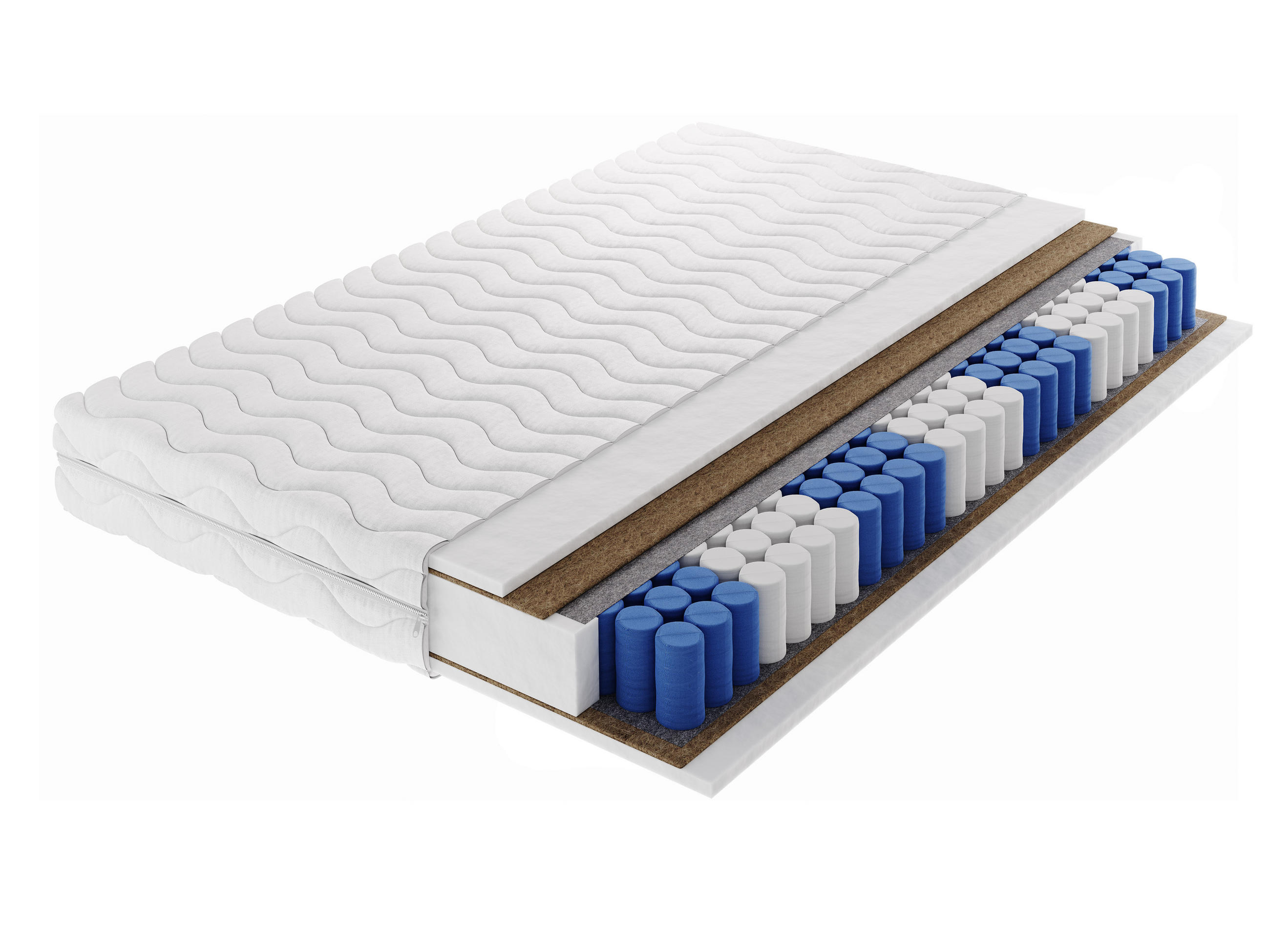 TASCHENFEDERKERNMATRATZE DROVEN 200x200, H4, Höhe ca.: 20 cm - Weiß, Textil (200/200cm) - MASSENO