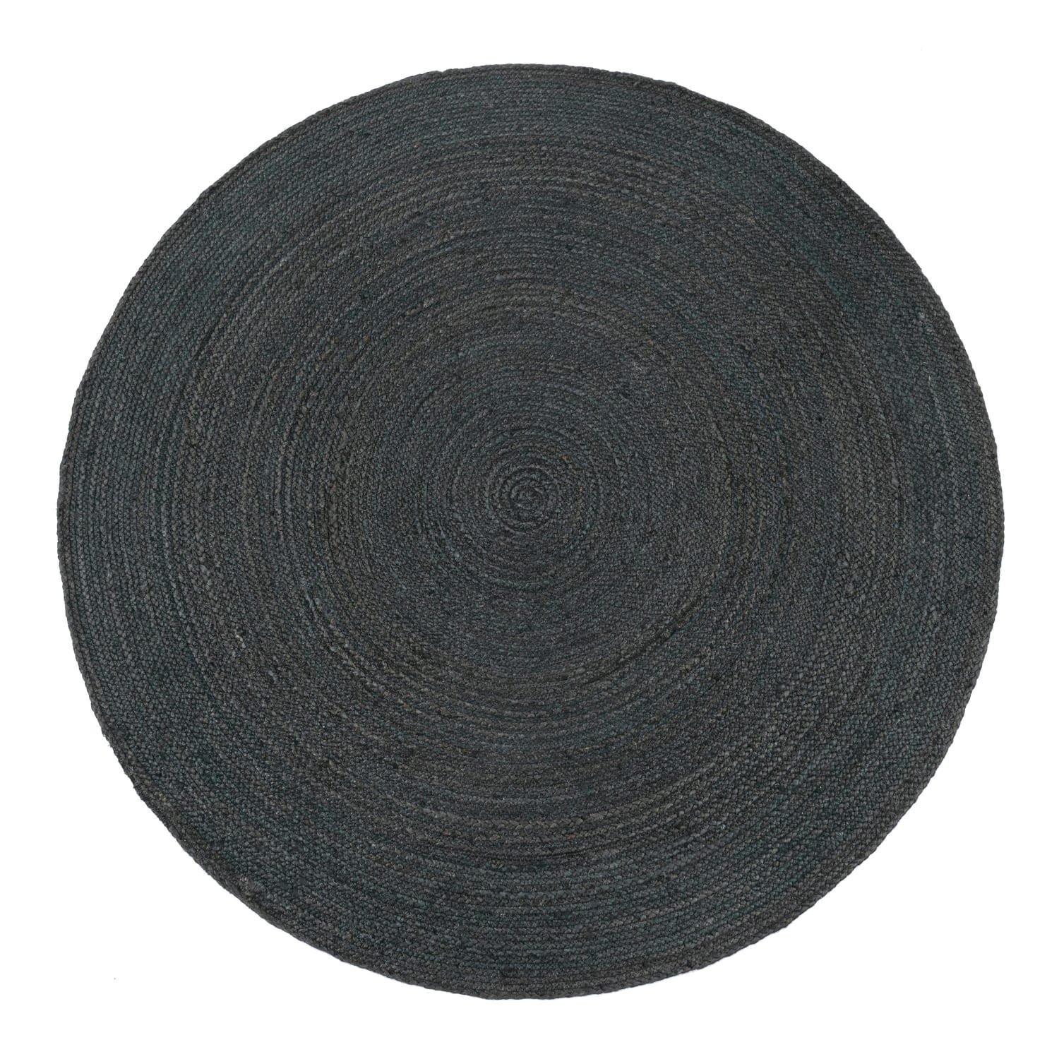 NATURTEPPICH handgewebt wendbar, im Boho-Stil, Anthrazit, Ø 80 cm - Anthrazit, Textil (80/80cm) - KADIMA DESIGN