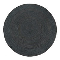 NATURTEPPICH handgewebt wendbar, im Boho-Stil, Anthrazit, Ø 80 cm - Anthrazit, Textil (80/80cm) - KADIMA DESIGN