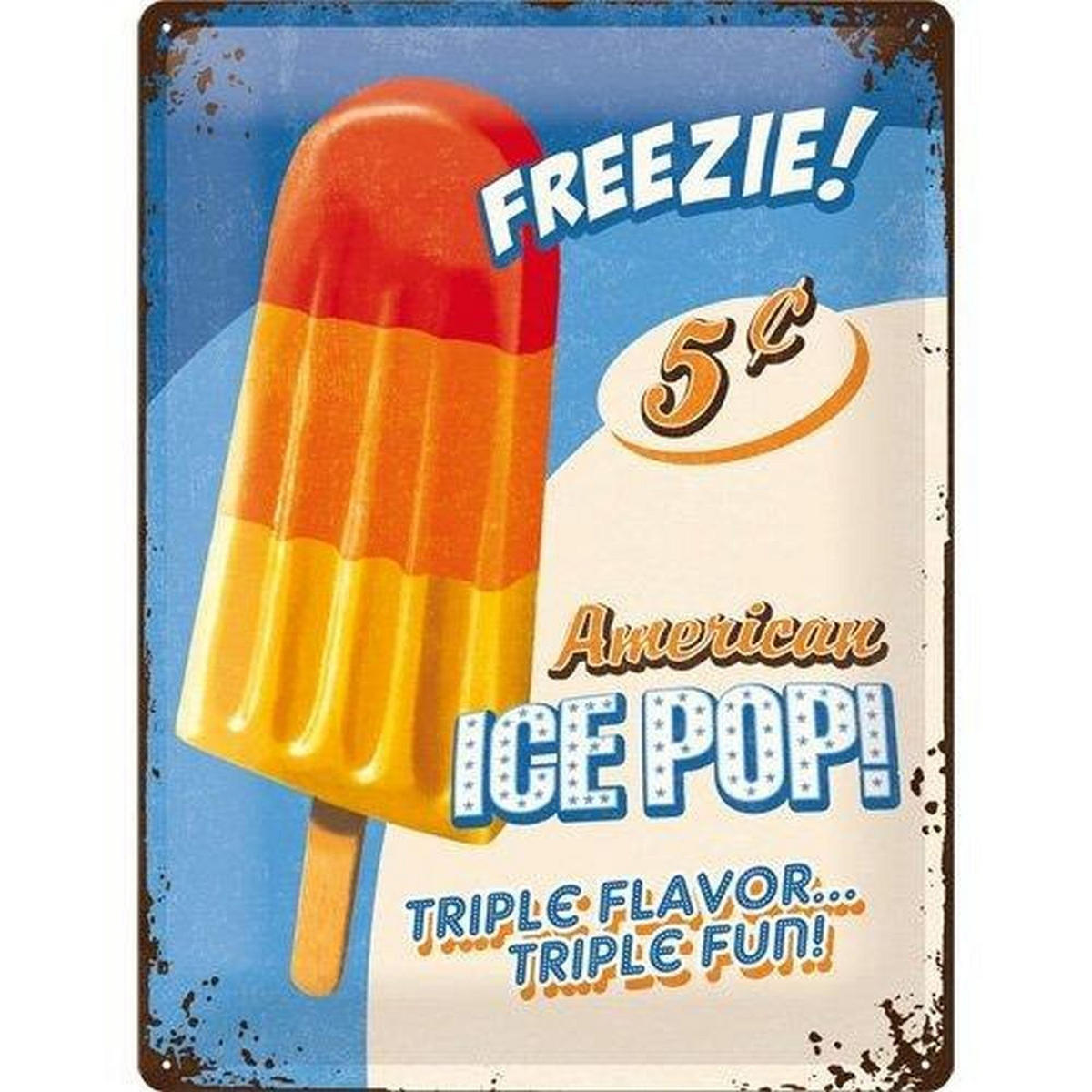 BLECHSCHILD 30/40 cm USA Ice Pop - Multicolor, Metall (30/40/0.2cm) - Nostalgic-Art