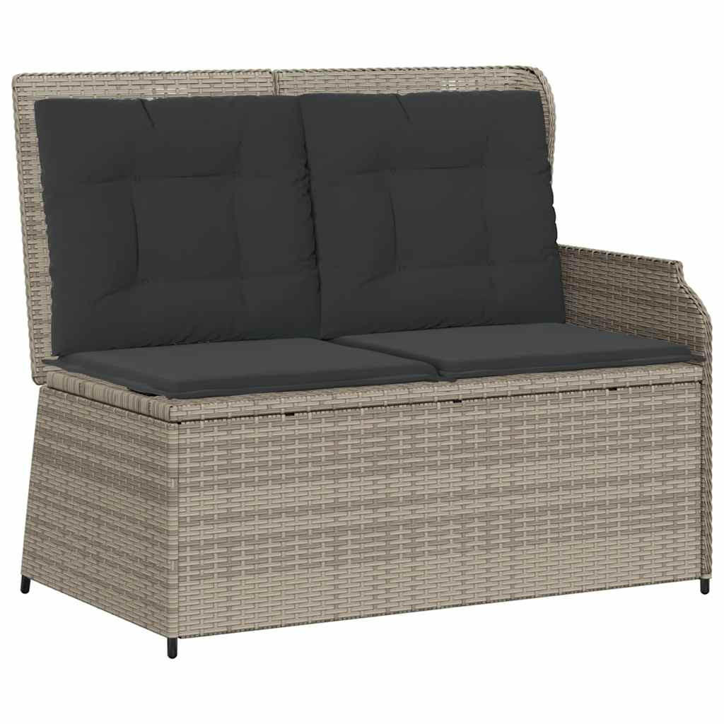 GARTENBANK Verstellbar mit Kissen Hellgrau Poly Rattan - Grau, Kunststoff (95/95/110cm)