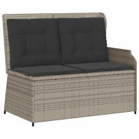 GARTENBANK Verstellbar mit Kissen Hellgrau Poly Rattan - Grau, Kunststoff (95/95/110cm)