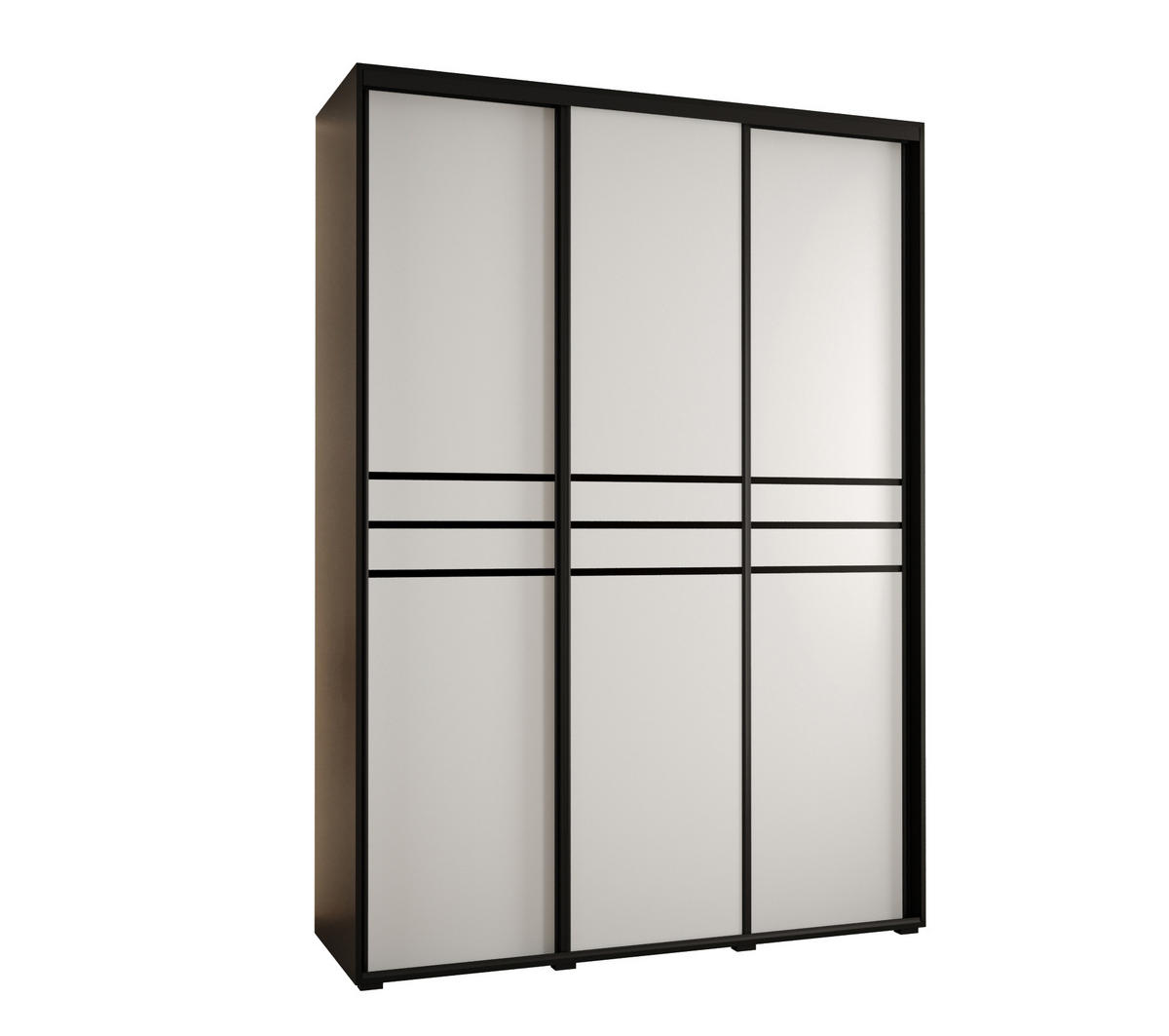 SCHWEBETÜRENSCHRANK 235,2/170/45 3-türig - Schwarz/Weiß, Holz/Metall (170/235/45cm) - Abiks Möbel
