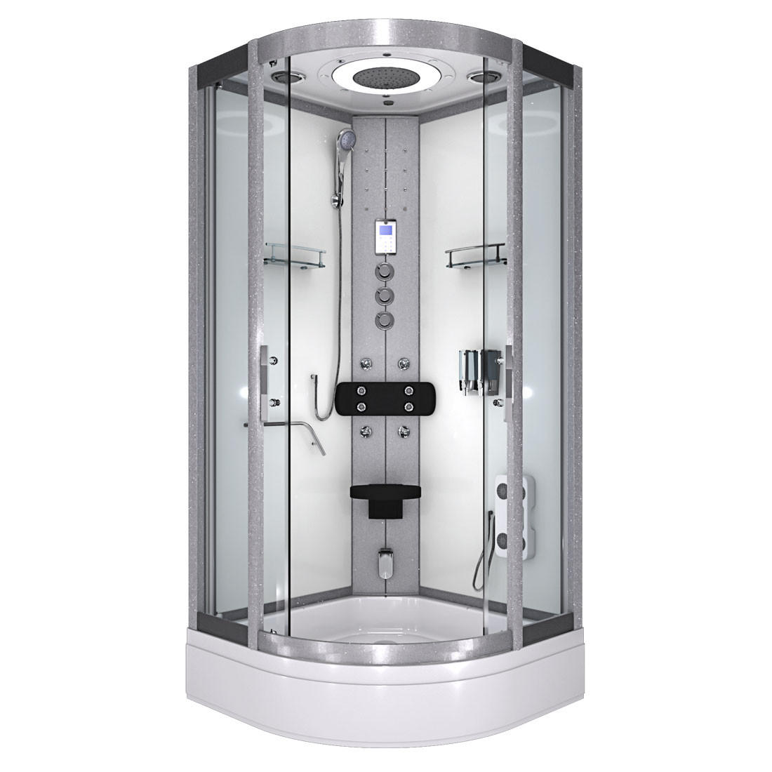 FERTIGDUSCHE Dusche D58-60T1-EC Weiß 100x100 - Weiß, Glas/Kunststoff (100/100/225cm) - AcquaVapore by Sandra Jentho