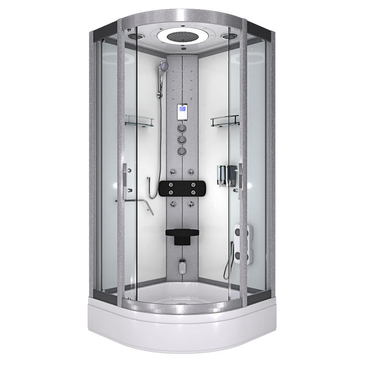 FERTIGDUSCHE Dusche D58-60T1-EC Weiß 100x100 - Weiß, Glas/Kunststoff (100/100/225cm) - AcquaVapore by Sandra Jentho