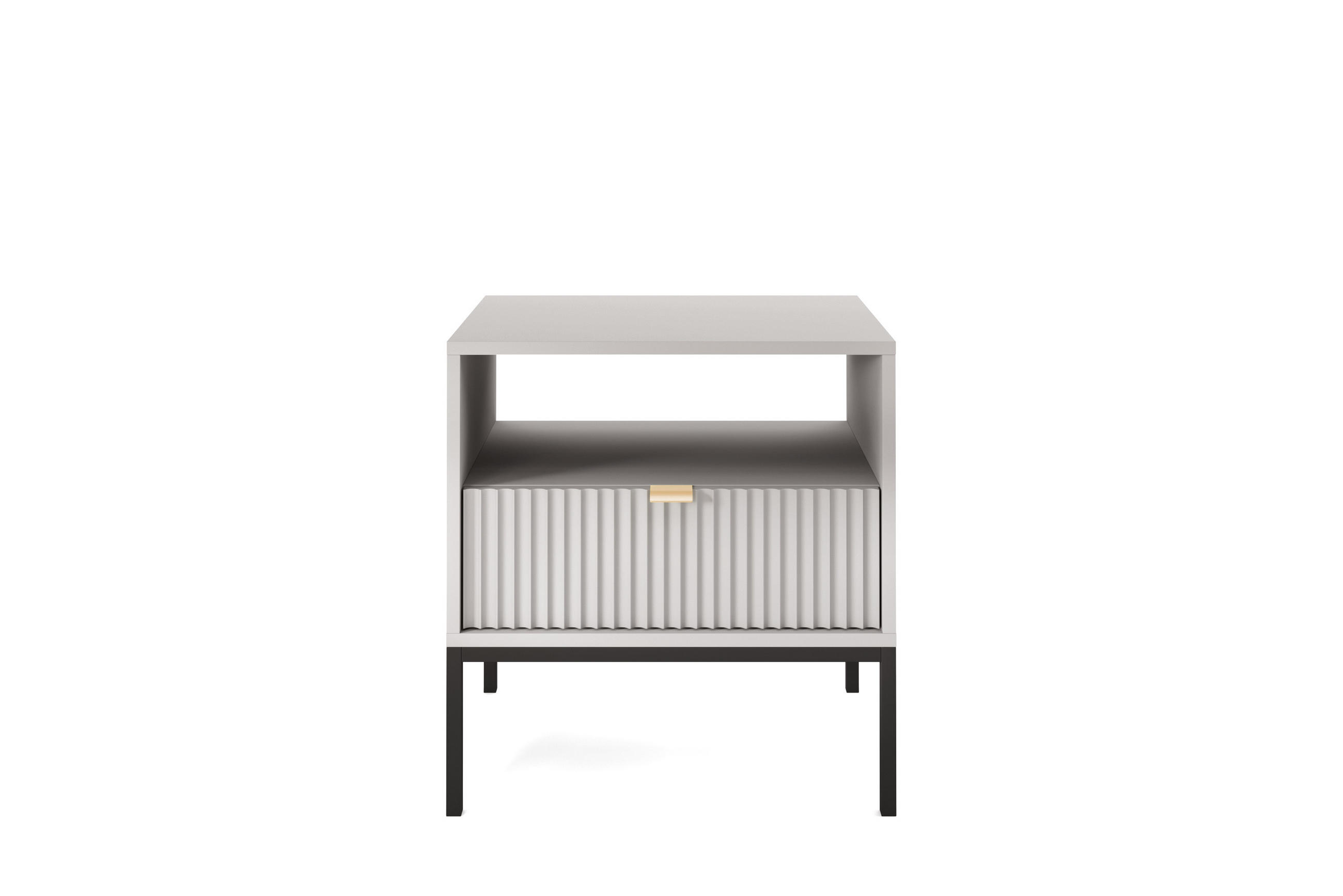 NACHTTISCH Nova - NOC, Geriffelte Front mit Goldenes Griffdesign 54x39x56 cm Grau - Graphitfarben/Schwarz, Holzwerkstoff/Kunststoff (54/56/39cm) - DomoHome