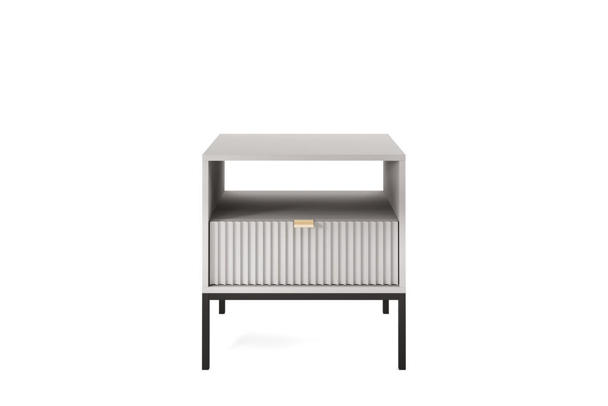 NACHTTISCH Nova - NOC, Geriffelte Front mit Goldenes Griffdesign 54x39x56 cm Grau - Graphitfarben/Schwarz, Holzwerkstoff/Kunststoff (54/56/39cm) - DomoHome
