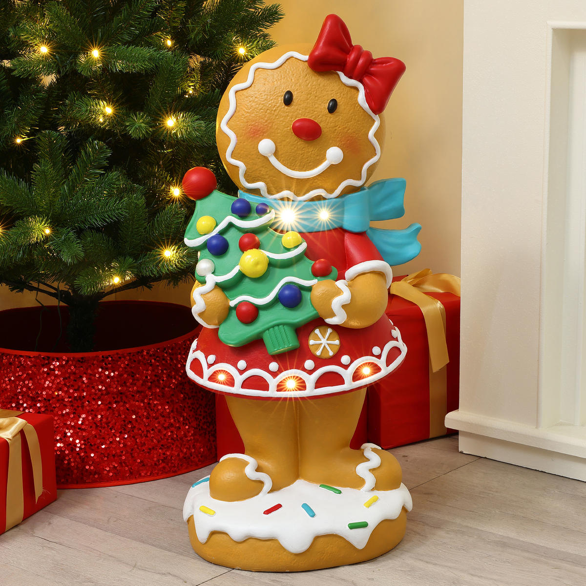 LEBKUCHENMANN Stehfigur 79.5CM HTHD0368-M - Braun, Stein (31/79.5/38cm) - Hometopia