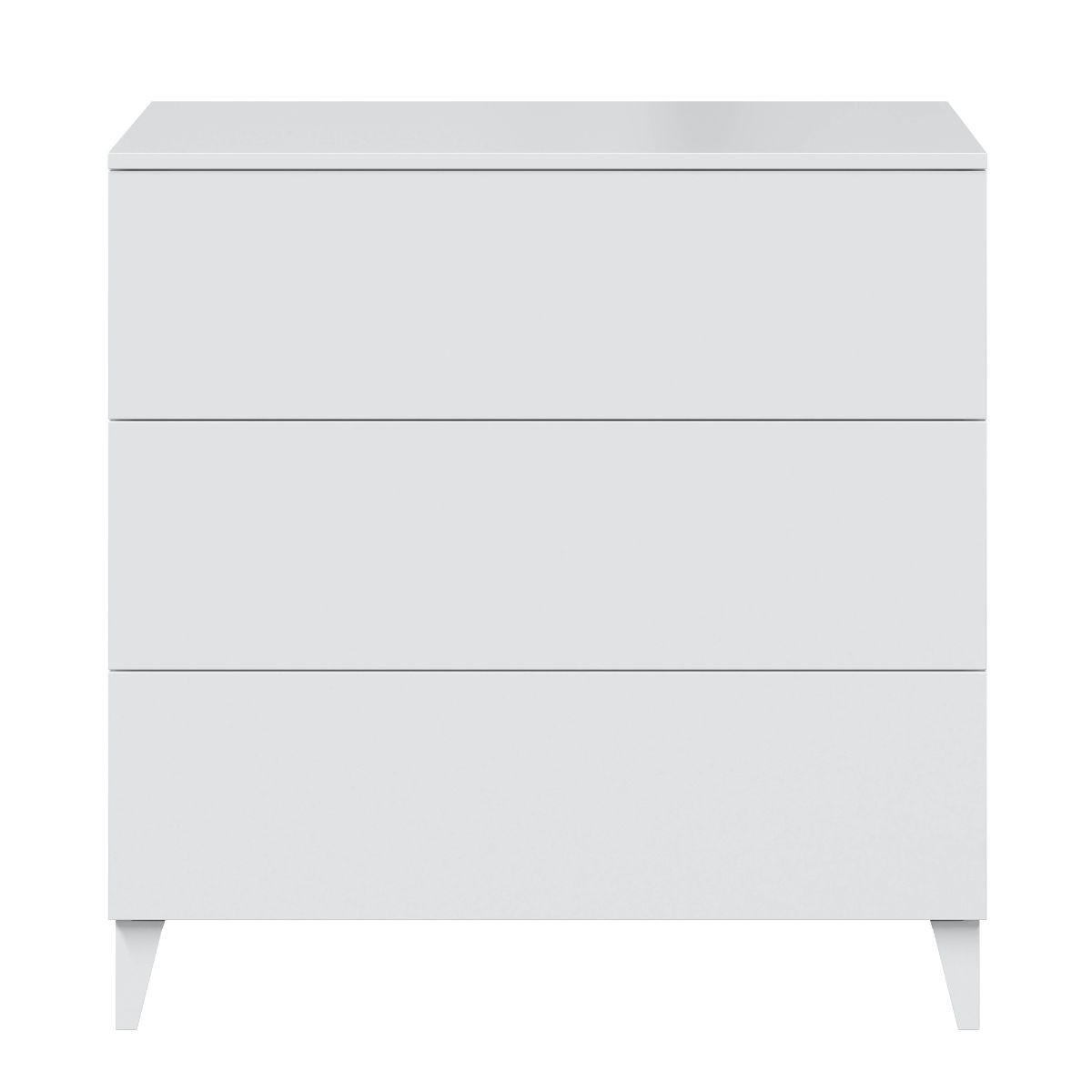 KOMMODE 3 Schubladen Loft - L80 cm - Weiß, Holzwerkstoff (40/80/80cm) - Calicosy