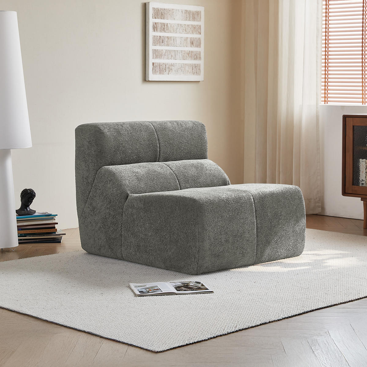 SESSEL Samtstoff komprimiert ergonomisch 94/110/79 cm Hellgrau - Hellgrau, Textil (110/79/94cm) - Redom