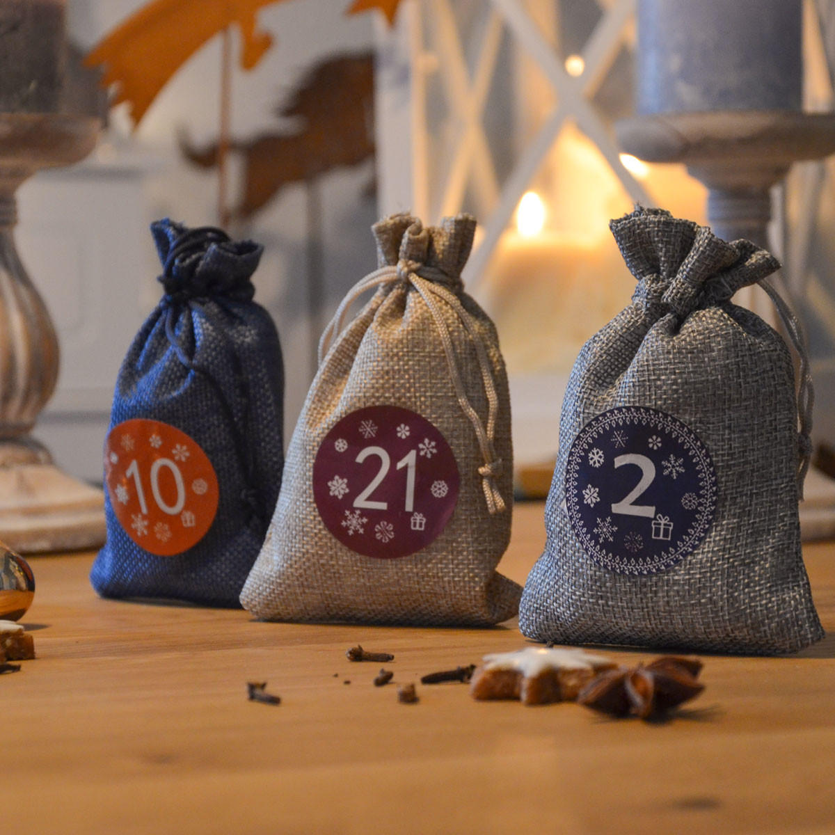 ADVENTSKALENDER zum Selbstbefüllen, 24 Geschenk-Säckchen Blau - Blau, Kunststoff (9.5/3/13cm) - Dunedesign