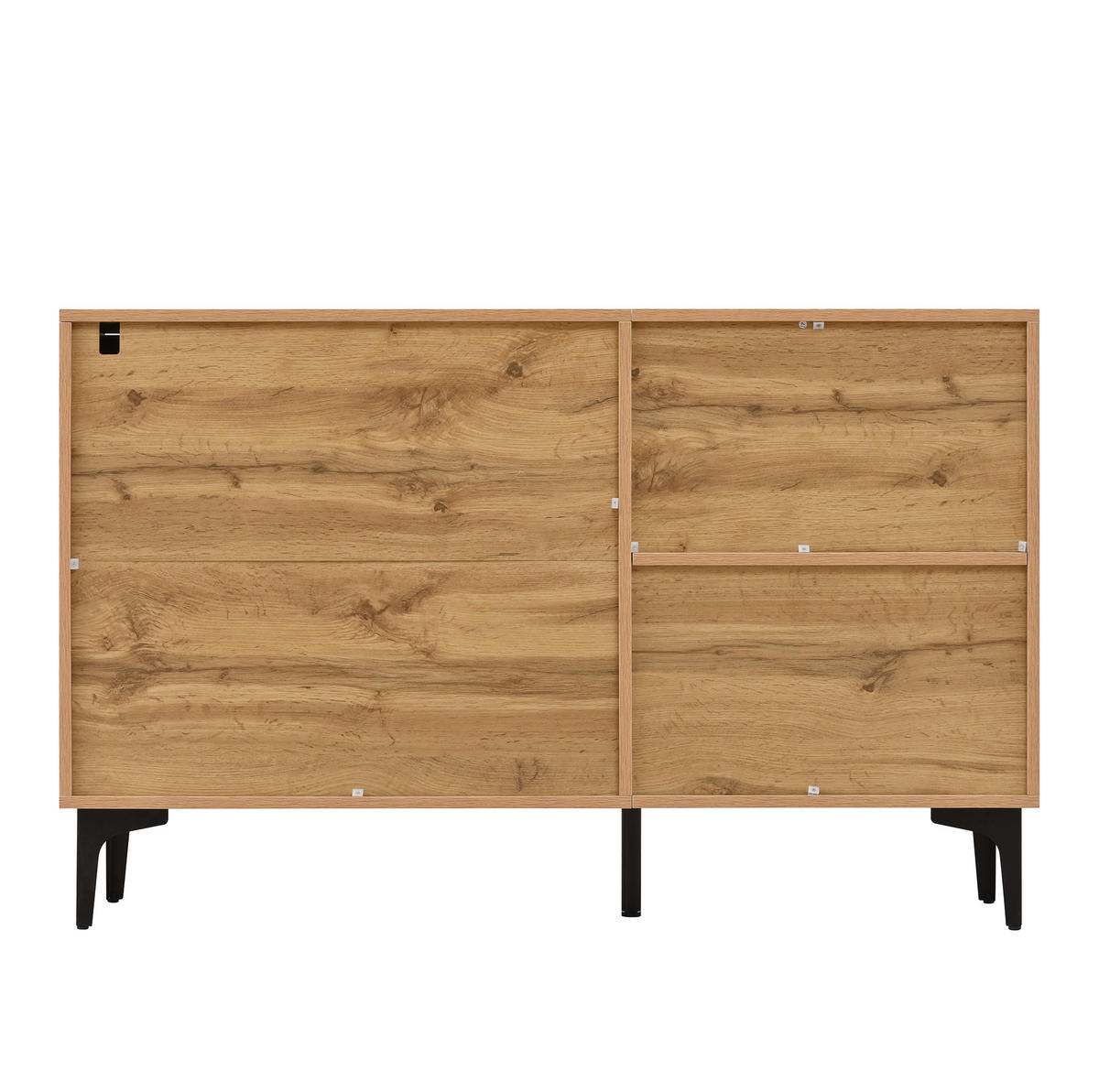 SIDEBOARD 120/35/76 cm aus Holzwerkstoff mit Schranktür, 3 Schubladen und Metallfüßen, Schwarz/Natur - Schwarz, Holzwerkstoff (120/76/35cm) - Redom