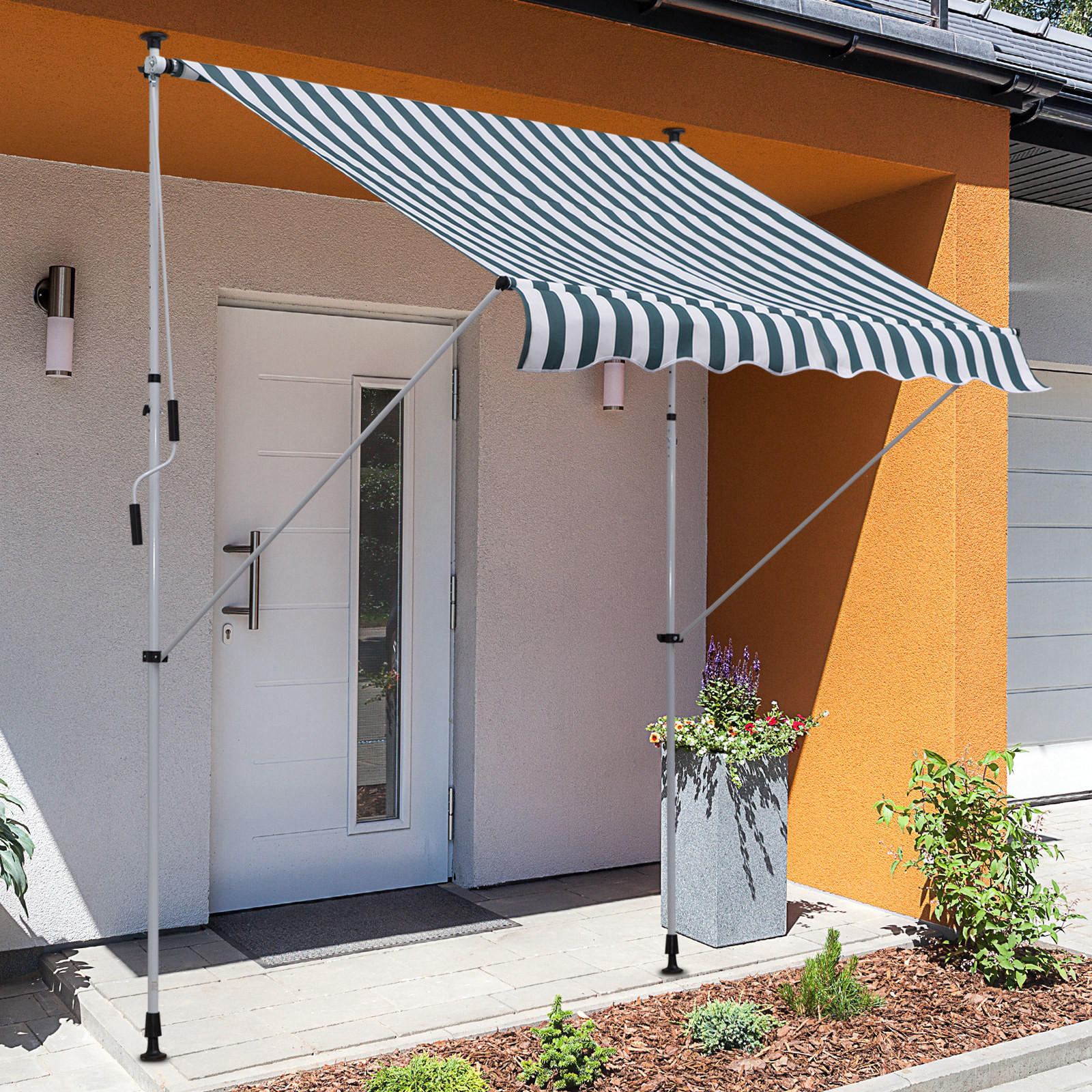 MARKISE, Grau, Aluminium, Stahl, Polyester - Grün, Metall (150/280/200cm) - Outsunny
