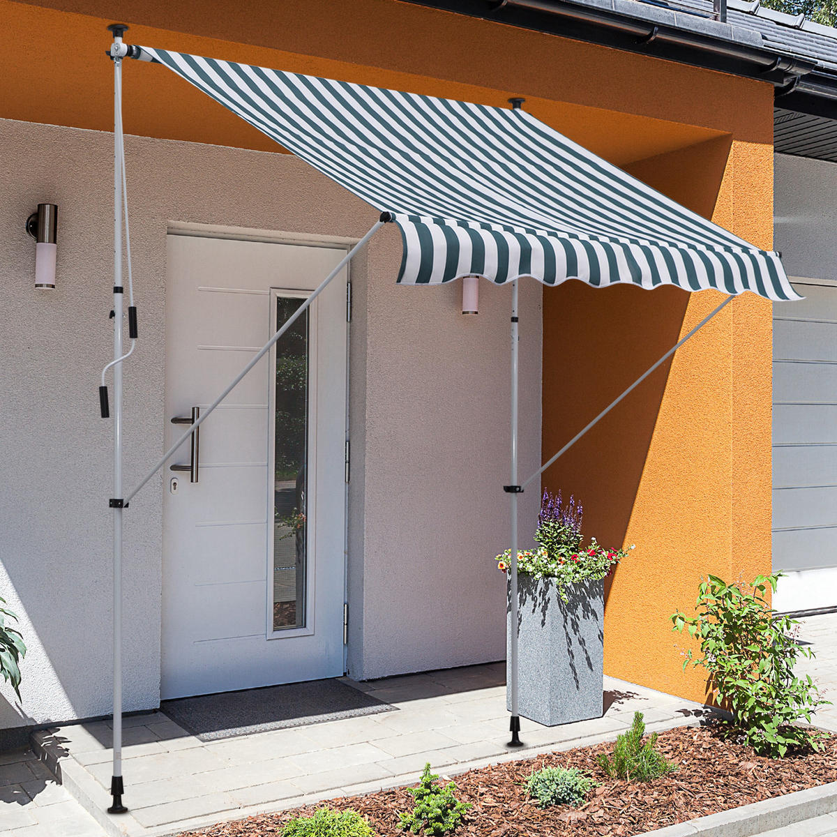 MARKISE, Grau, Aluminium, Stahl, Polyester - Grün, Metall (150/280/200cm) - Outsunny