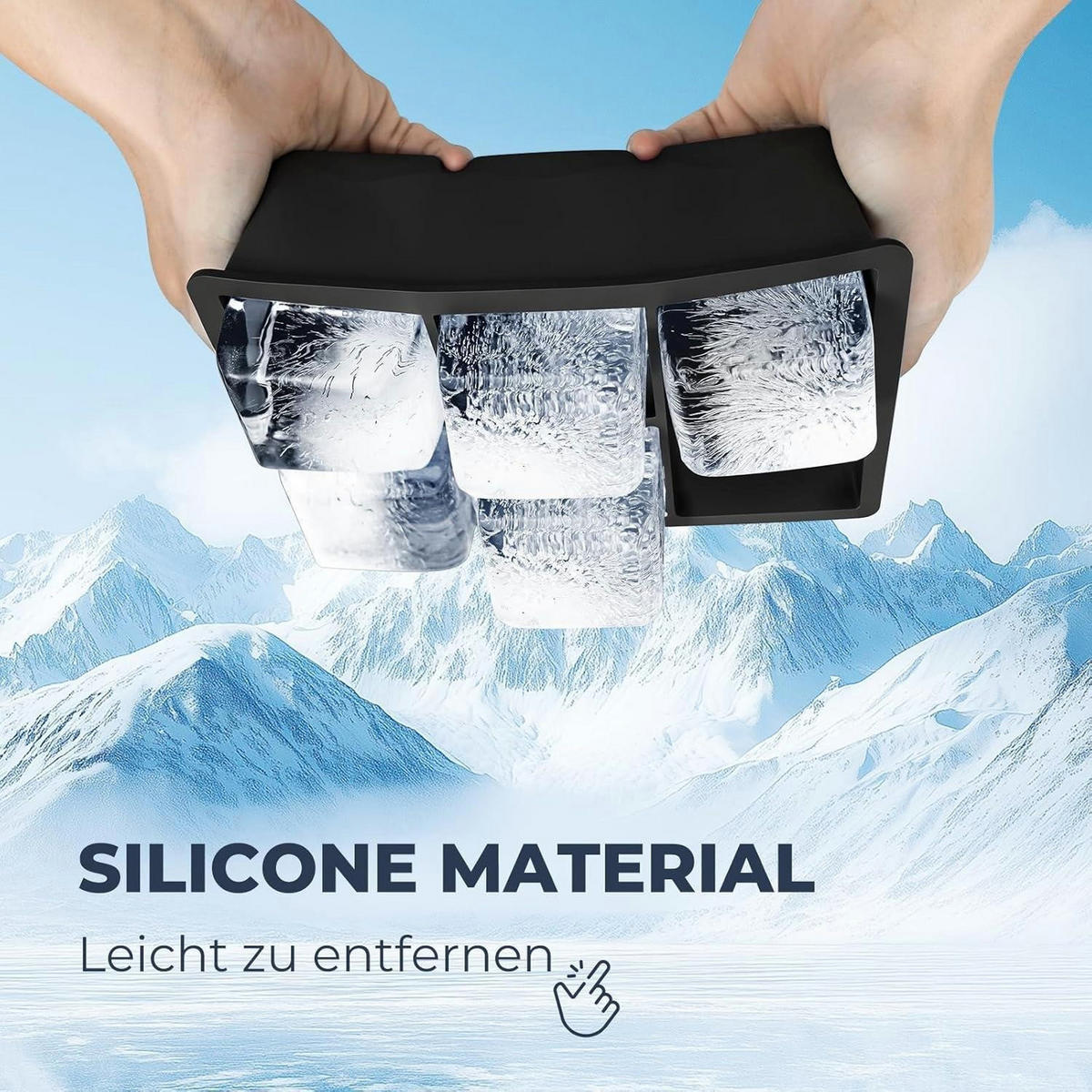 EISWÜRFELFORM Silikon 2er Pack 6-Fach Schwarz - Schwarz, Kunststoff (2/2/2cm)