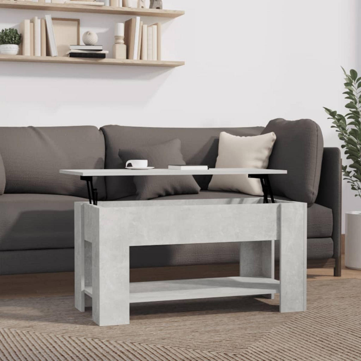 COUCHTISCH Betongrau 101x49x52 cm Holzwerkstoff - Grau, Holzwerkstoff (101/49/52cm) - furnicato