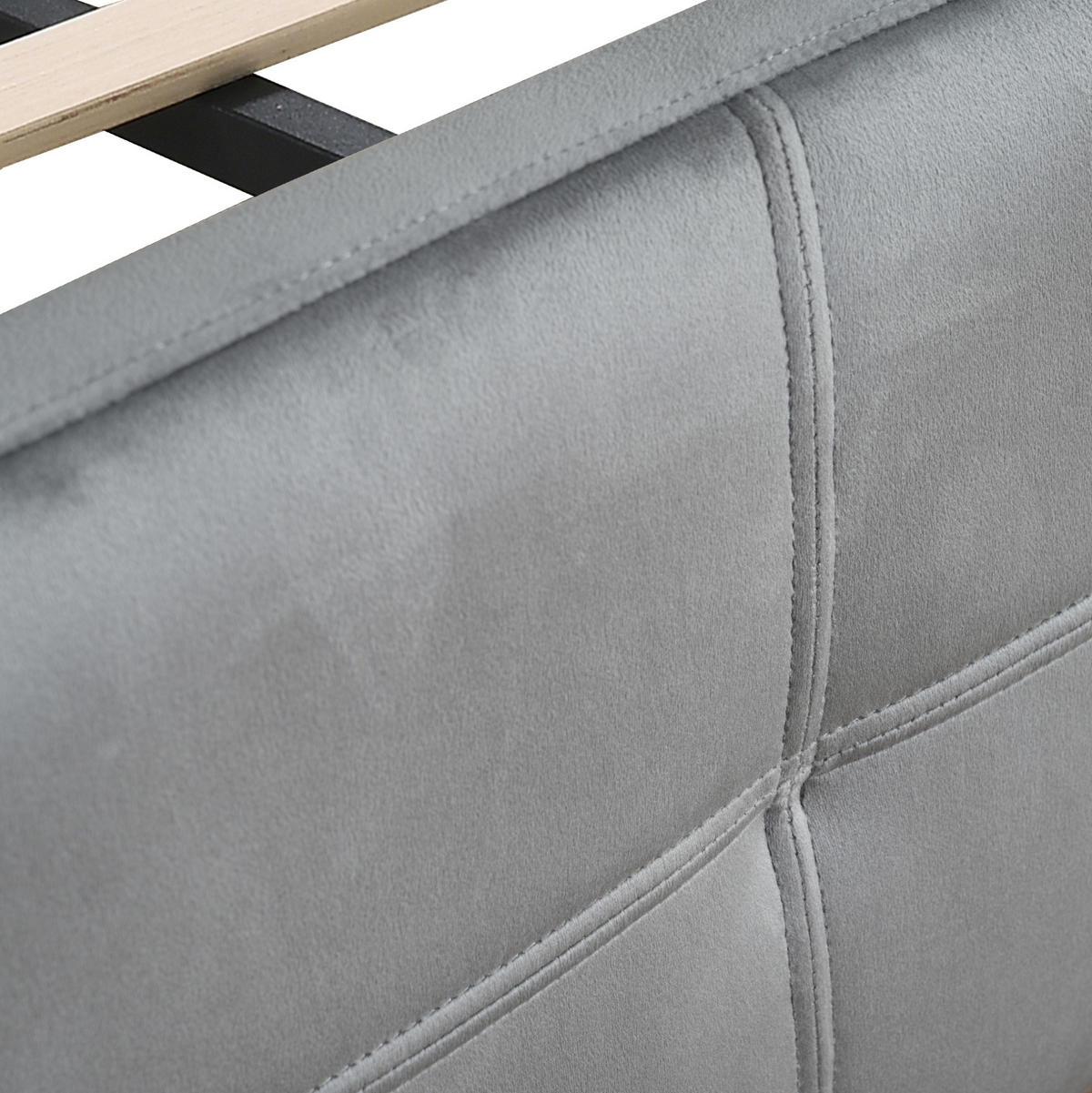 POLSTERBETT 140/200 cm Grau mit LED-Beleuchtung und gesteppter Oberfläche - Grau, Textil (140/200cm) - OKWISH