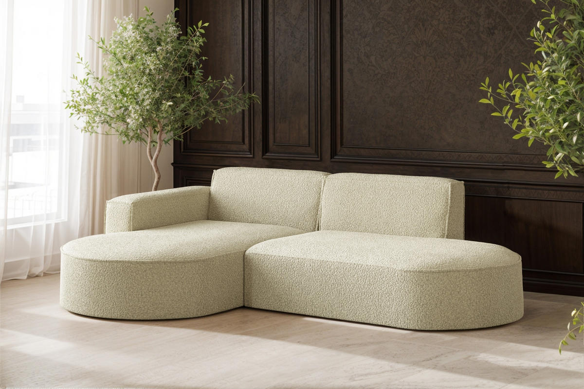 ECKSOFA Modena Studio, Stoff Quelle, Beige Links - Beige, Holz (165/236cm) - Kaiser Möbel