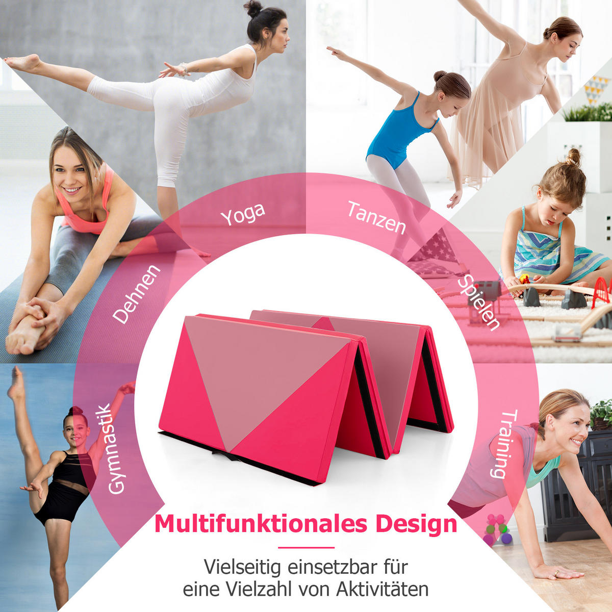 SPORTMATTE Rosa - Pink/Altrosa, Leder (120/240cm) - COSTWAY