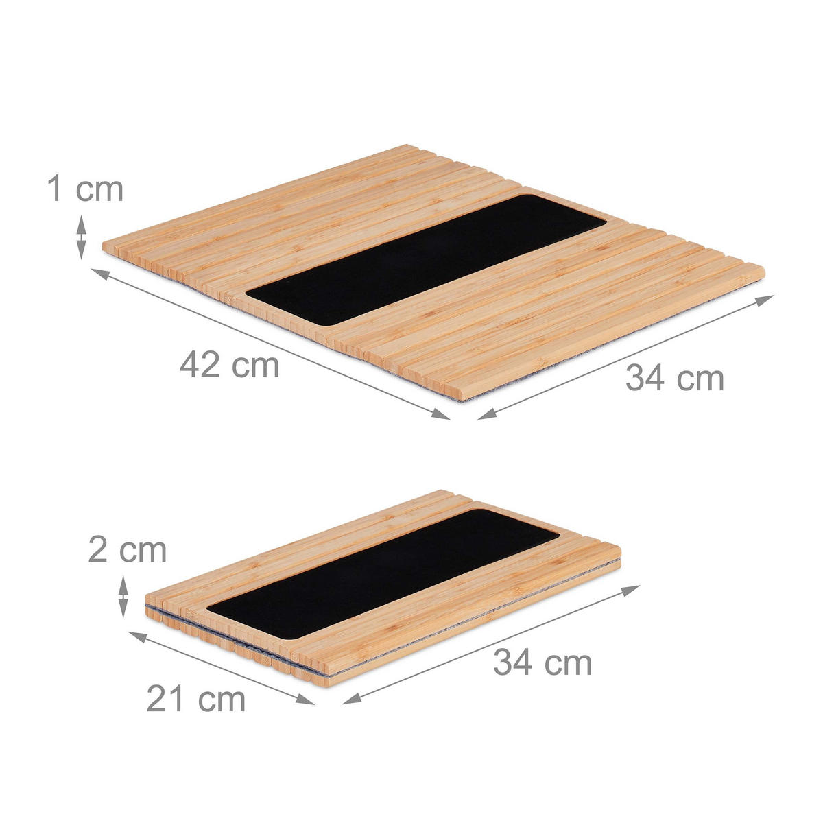 ARMLEHNENTABLETT Natur Schwarz Bambus klappbar - Multicolor, Holz/Textil (42/1/34cm) - Relaxdays