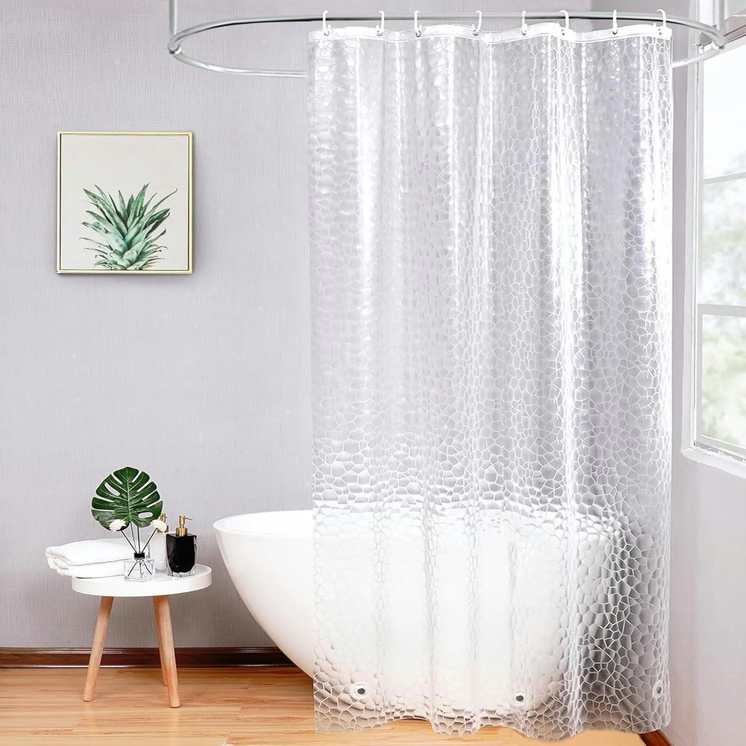 DUSCHVORHANG 120 x 200 cm halbtransparent mit Magneten - Transparent, Kunststoff (120/200cm)