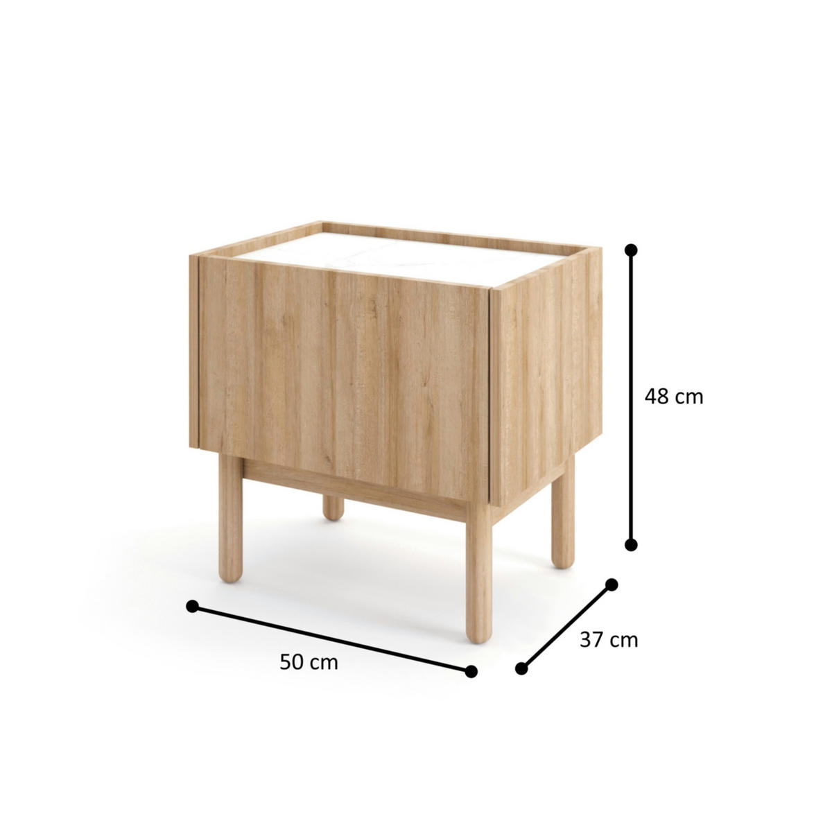 NACHTTISCH REVELSTOKE STO1-1D Holzbeine Eiche - Eichefarben, Holz/Holzwerkstoff (50/48/37cm) - Komodee