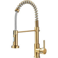 KÜCHENARMATUR mit ausziehbarer Brause, Einhebel Spültischarmatur, gold - Goldfarben, Metall (6/44/27cm)