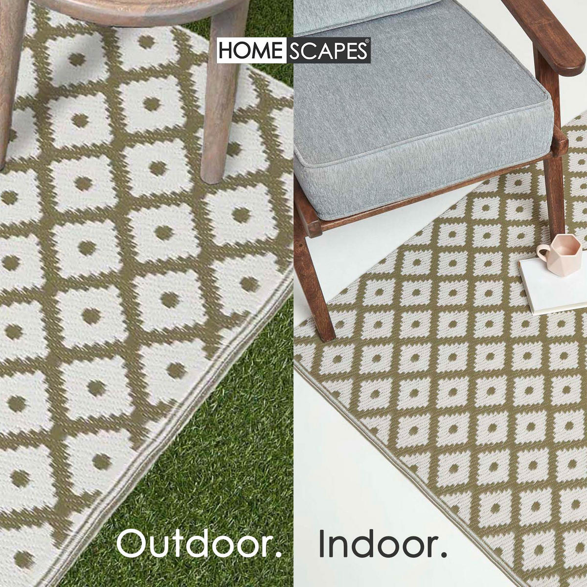 OUTDOORTEPPICH May geometrisch gemustert 180/270 cm - Olivgrün, Kunststoff (180/270cm) - Homescapes