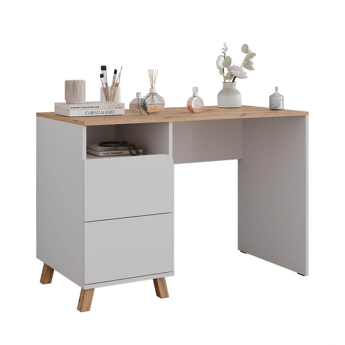 TOALETNÍ STOLEK Karen Bílá/Artisan - bílá/dub artisan, kompozitní dřevo (110/75/55cm) - Vicco