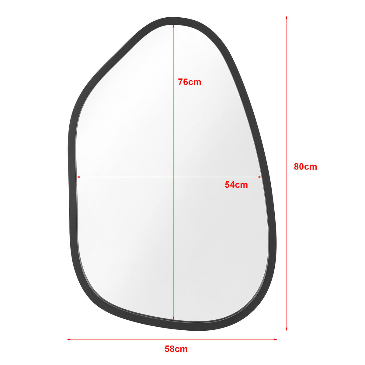 WANDSPIEGEL Filiano - Schwarz, Glas/Holzwerkstoff (58/80/1.8cm) - [en.casa]