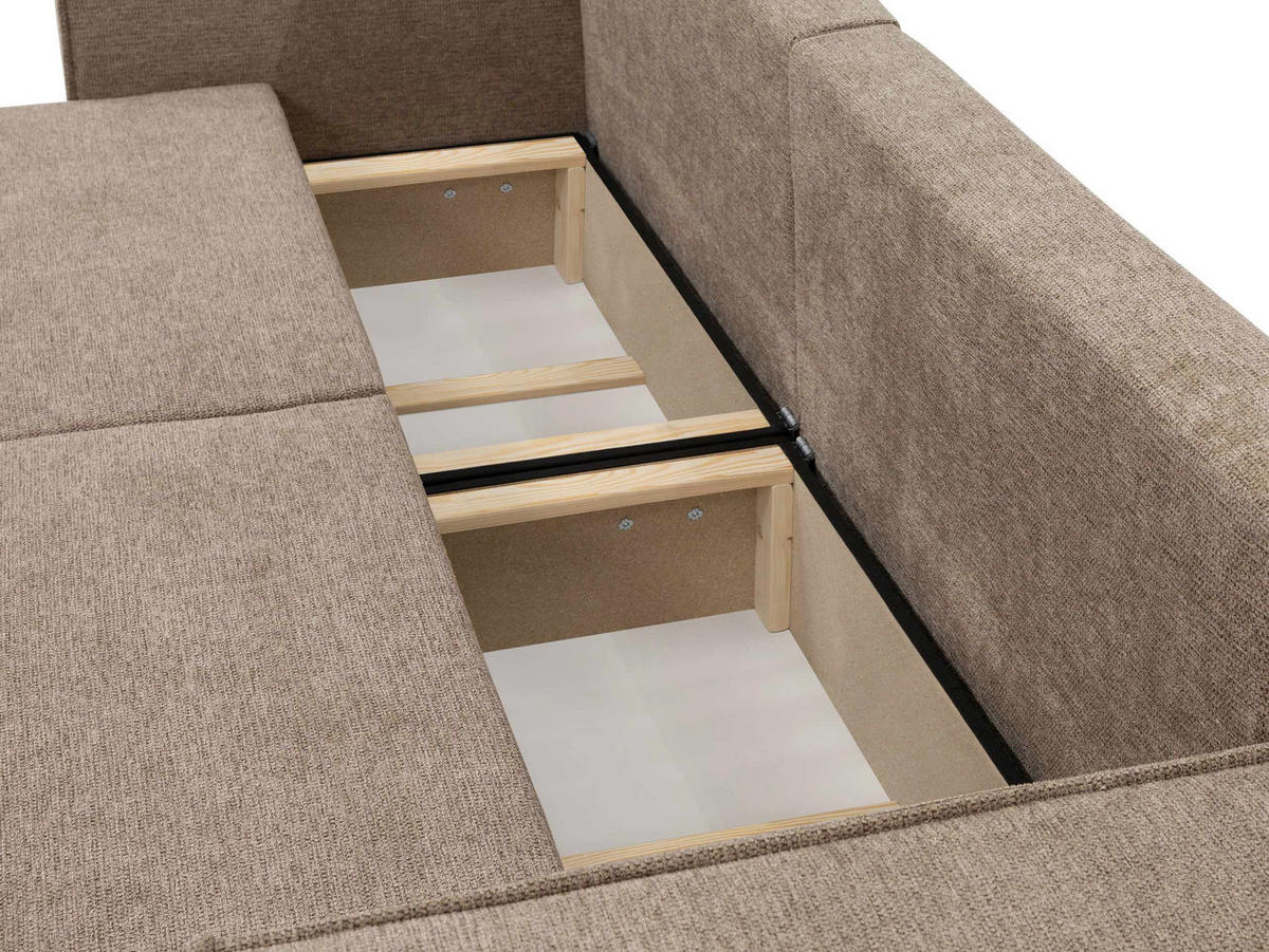 SCHLAFSOFA Karl - Hellbraun/Schwarz, Holz/Kunststoff (245/82/90cm) - MIRJAN24