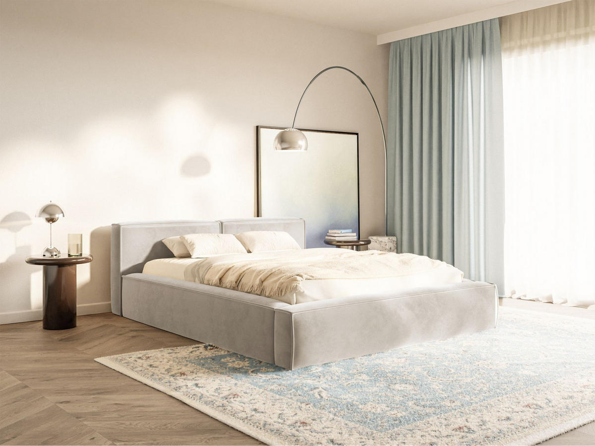 POLSTERBETT Tilves Slim Greige 200x200 cm - Taupe/Schwarz, Kunststoff/Textil (200/200cm) - Selsey