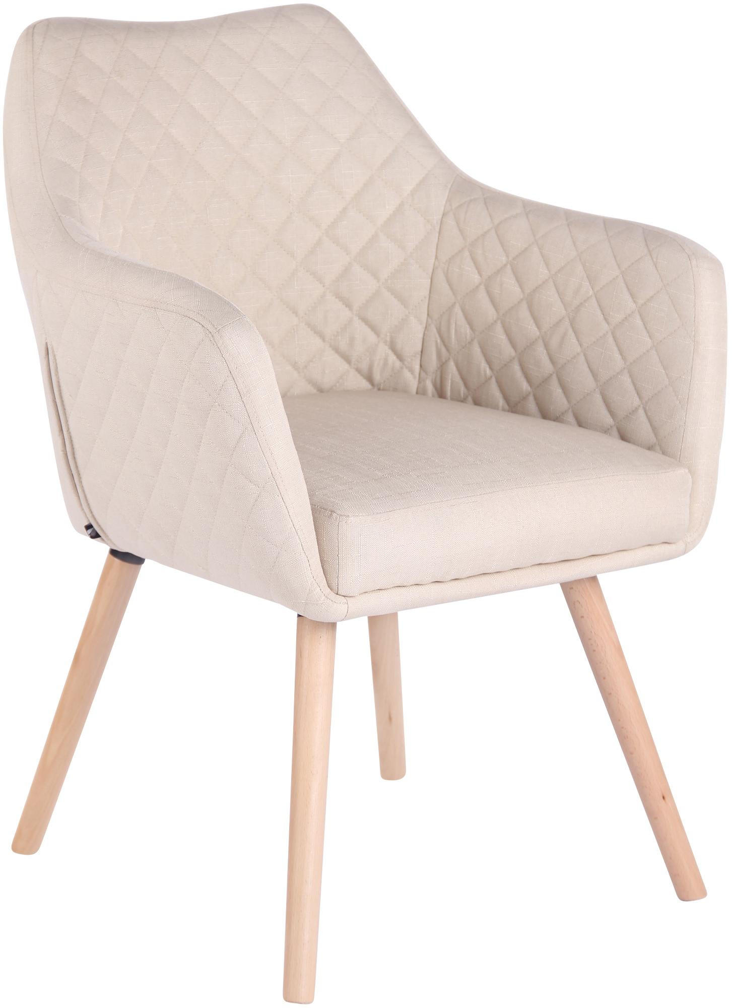 ESSZIMMERSTUHL Stoff Creme - Eukalyptusholzfarben/Creme, Holz/Textil (63/84/61cm) - CLP