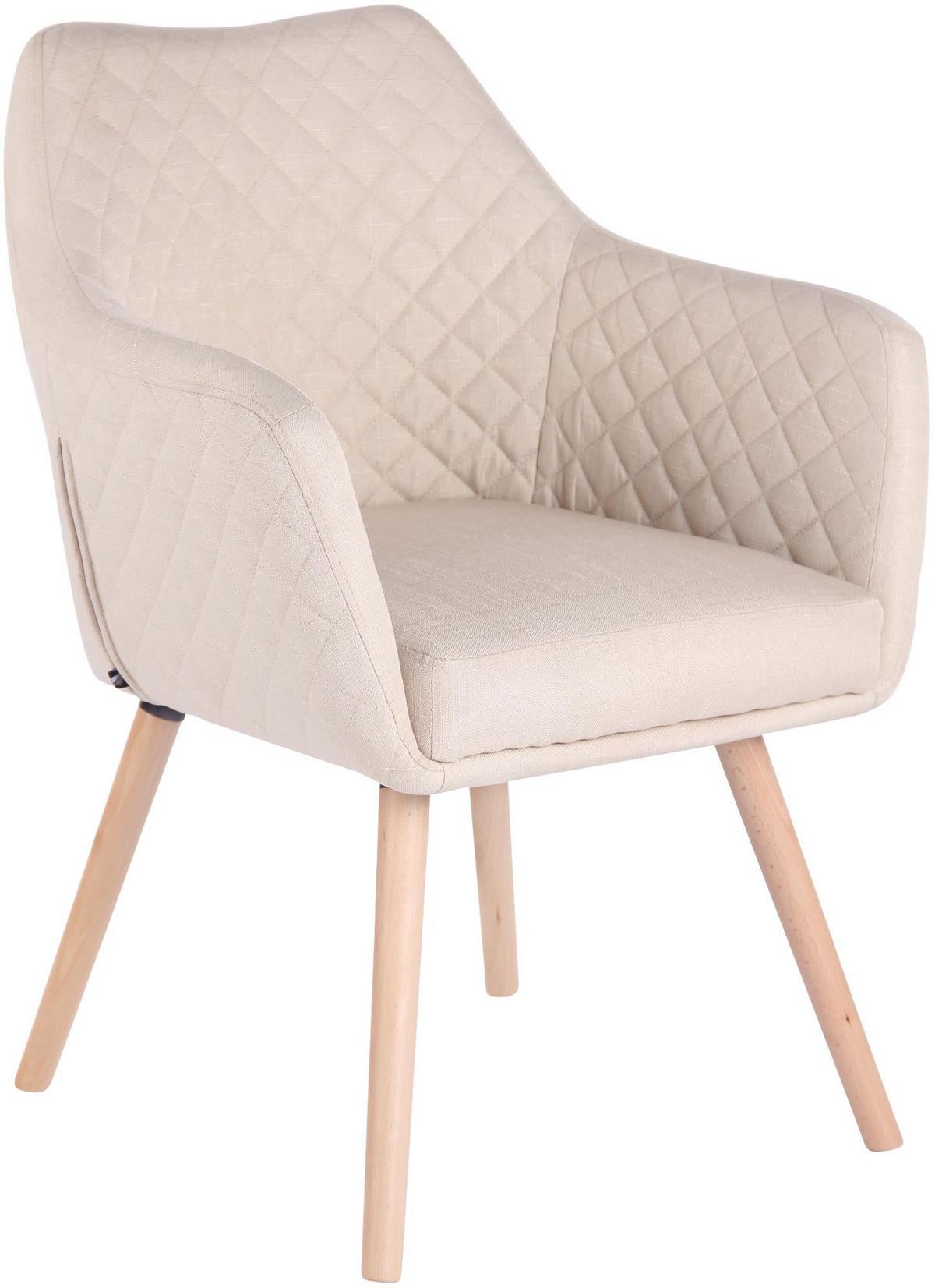 ESSZIMMERSTUHL Stoff Creme - Eukalyptusholzfarben/Creme, Holz/Textil (63/84/61cm) - CLP