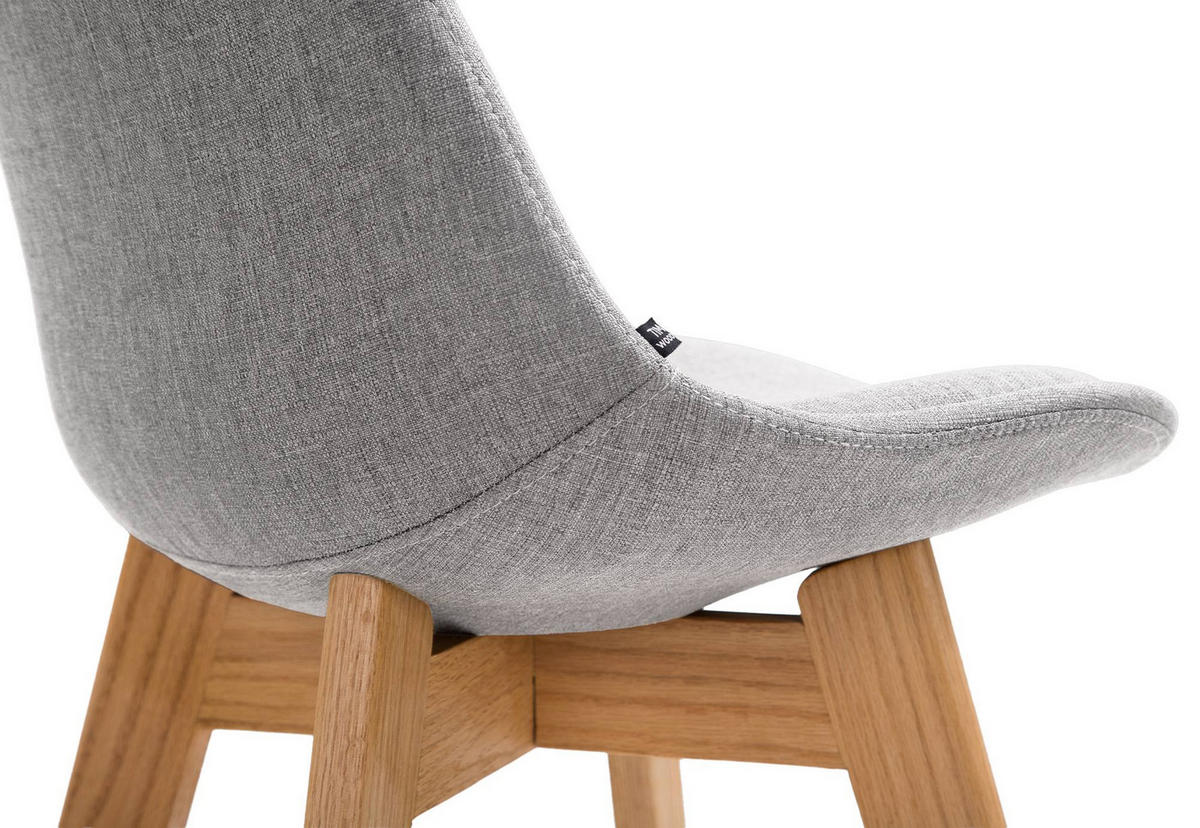 BARHOCKER 2er Set Stoff grau - Eukalyptusholzfarben/Grau, Holz/Textil (48/112/56cm) - CLP
