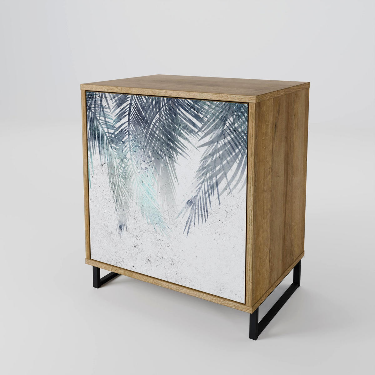 SIDEBOARD PALM VEIL, Eichefarben, 57,5x42x77,5 cm, Schräge Buchenholzfüße - Eichefarben/Buchefarben, Holzwerkstoff/Buchenholz (57.5/77.5/42cm) - SpaceRebels