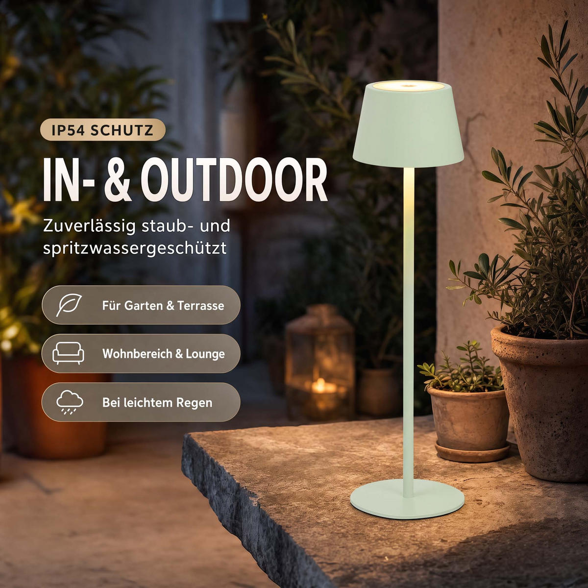 LED Tischlampe 3 in 1 Hellgrün max. 45cm hoch - Grün, Kunststoff (11/11/45cm) - Northpoint