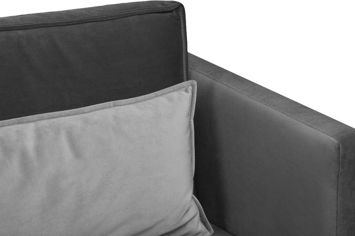 3-SITZER-SOFA GANZO 2 Kissen inklusive, Velours-Stoff, dunkelgrau - Dunkelgrau/Schwarz, Textil/Metall (193/84/92cm) - KONSIMO®