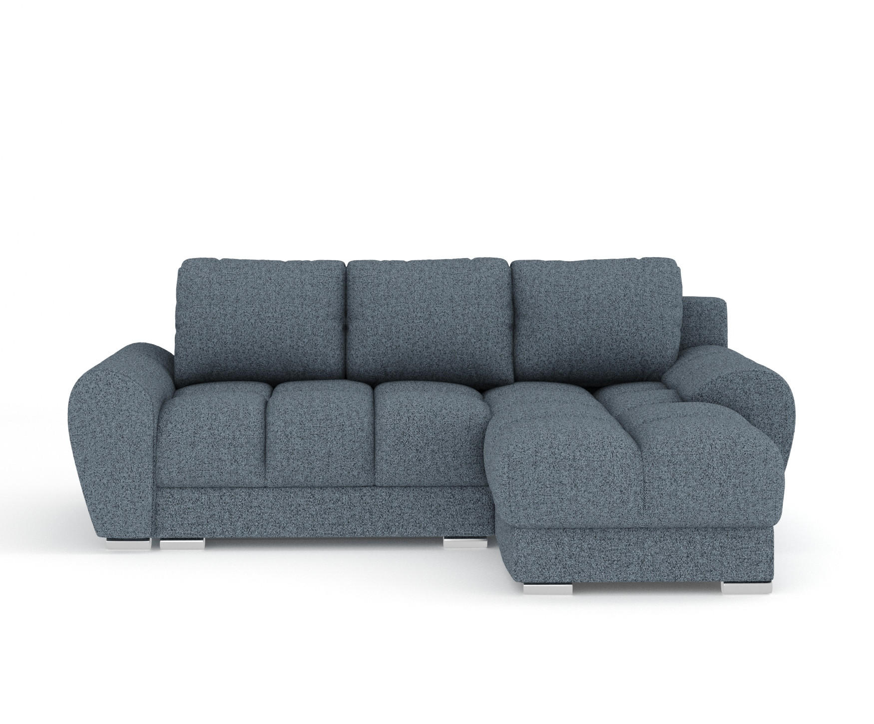 ECKSOFA MIT SCHLAFFUNKTION Peebles Denimblau Webstoff - Chromfarben/Dunkelblau, Holz/Holzwerkstoff (256/175cm) - Maison de Reve