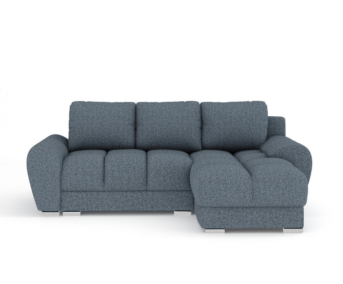 ECKSOFA MIT SCHLAFFUNKTION Peebles Denimblau Webstoff - Chromfarben/Dunkelblau, Holz/Holzwerkstoff (256/175cm) - Maison de Reve