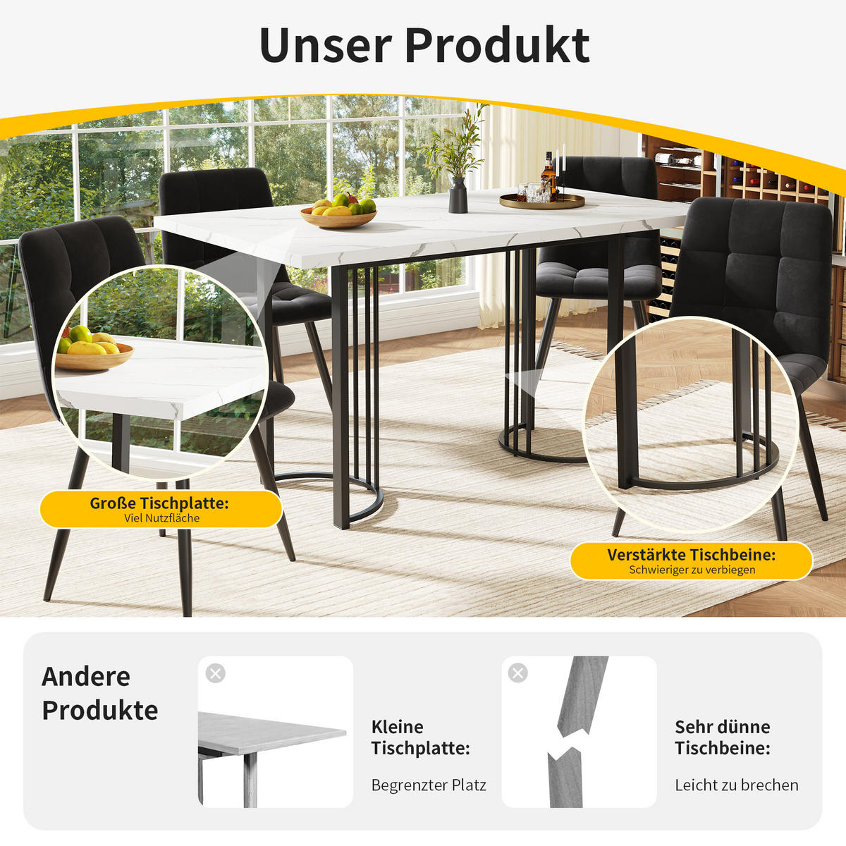 ESSTISCH, MDF mit Metallgestell, ausziehbar 140-179,5/80/75,5 cm, Schwarz/Weiß - Schwarz, Holzwerkstoff (140/80/75.5cm) - Redom