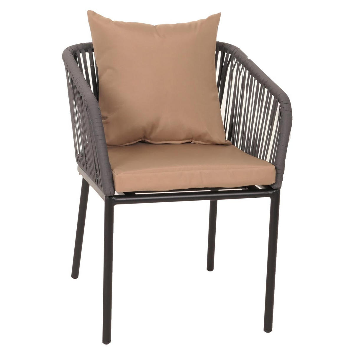 GARTENGARNITUR Tisch+4xStuhl Anthrazit Taupe - Anthrazit, Metall - PROREGAL
