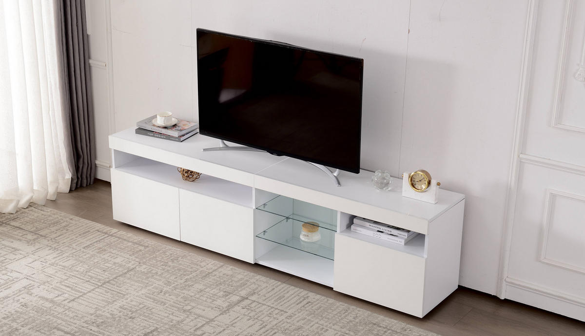 TV-SCHRANK Farbblock in Holzfarbe und Weiß 180/38/46 cm - Weiß, Holzwerkstoff (180/48/35cm) - Redom
