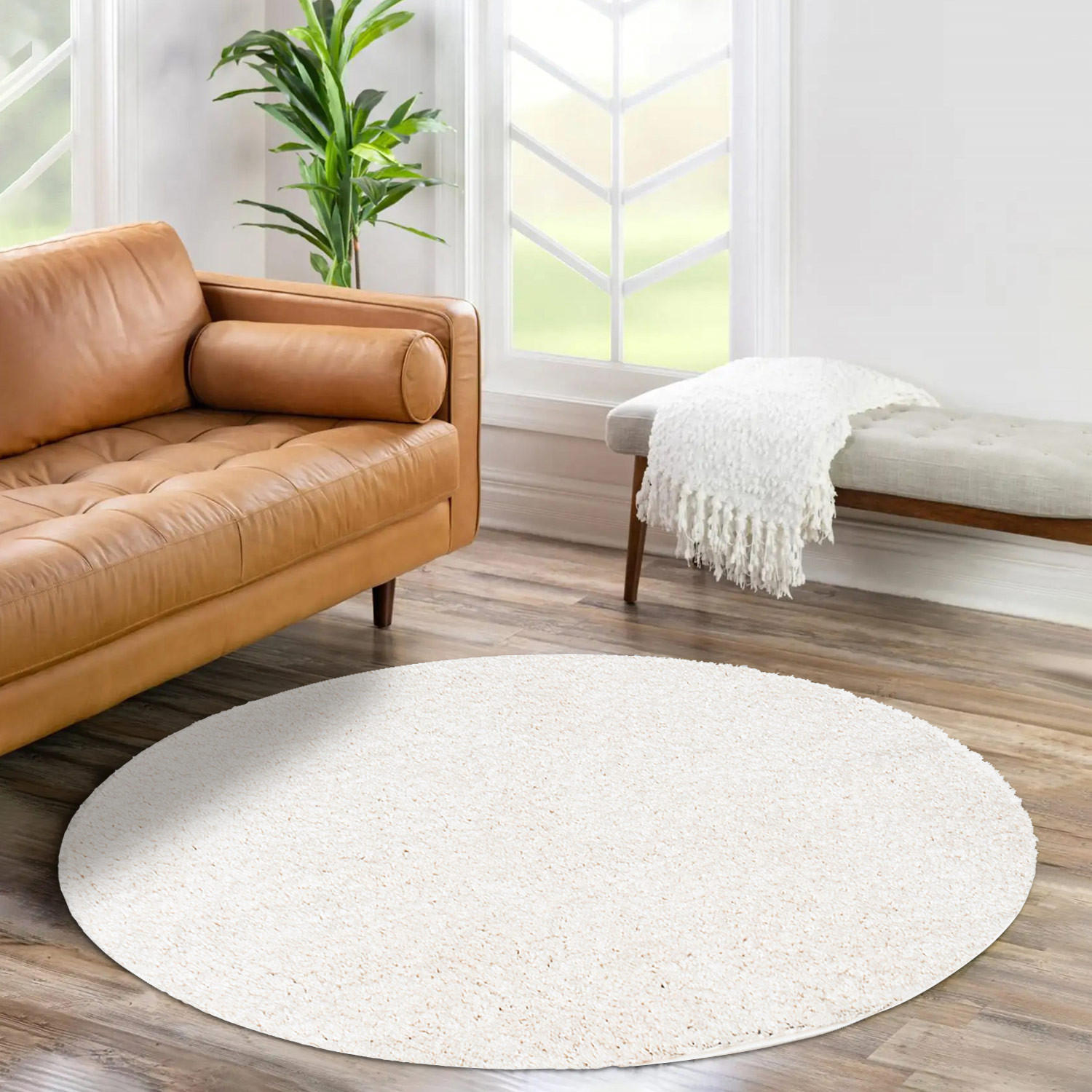 HOCHFLOR-TEPPICH City Shaggy 500 Creme 200x200 cm Rund - Creme, Textil (200/200cm) - carpet city